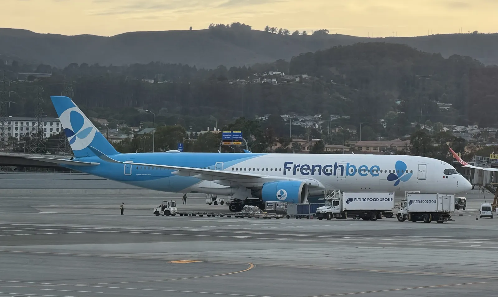 French Bee Airbus A350-900 at the gate in San Francisco