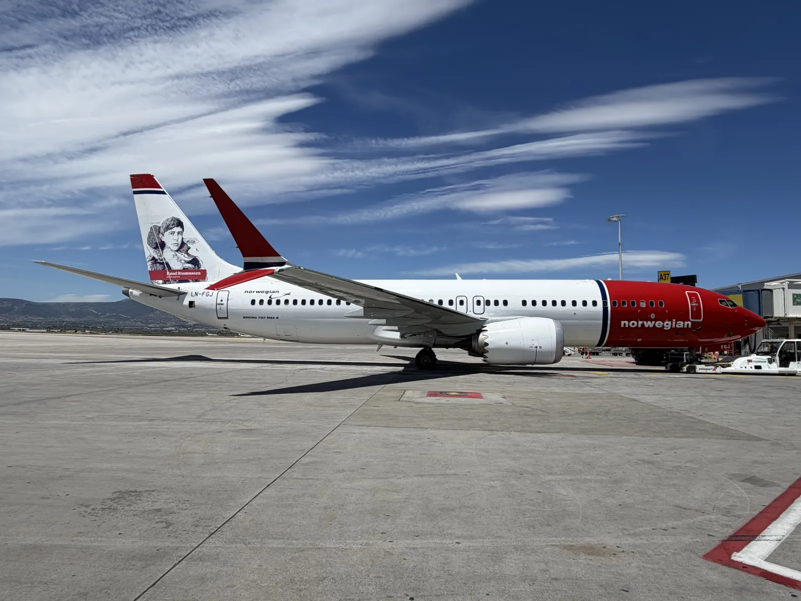 A Boeing 737 MAX 8 on the apron